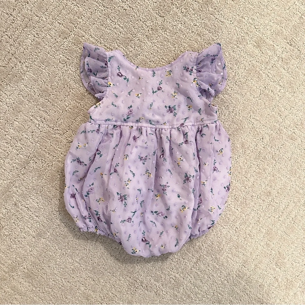 SUN PEONY COCONUT Floral Lilac Romper - Picture 3 of 5